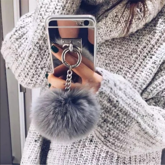 lamariela Accessories - New IPhone 7 Plus mirrored pompom Case